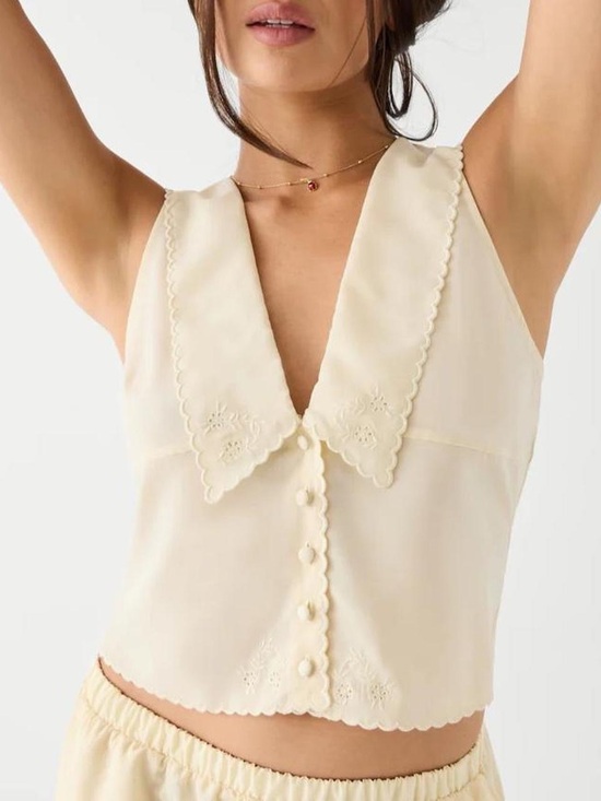 Frankie's Bikinis Tops - NWT Frankie’s Bikinis Priscilla Collared Top in Macadamia Cream - S